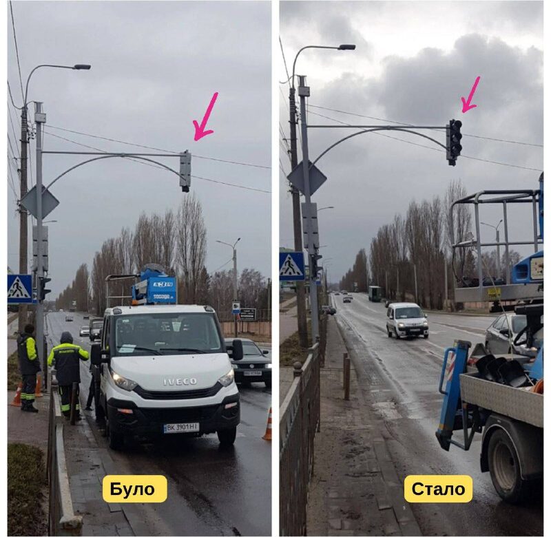 На найбільш завантаженому перехресті Рівного встановили додаткові світлофори