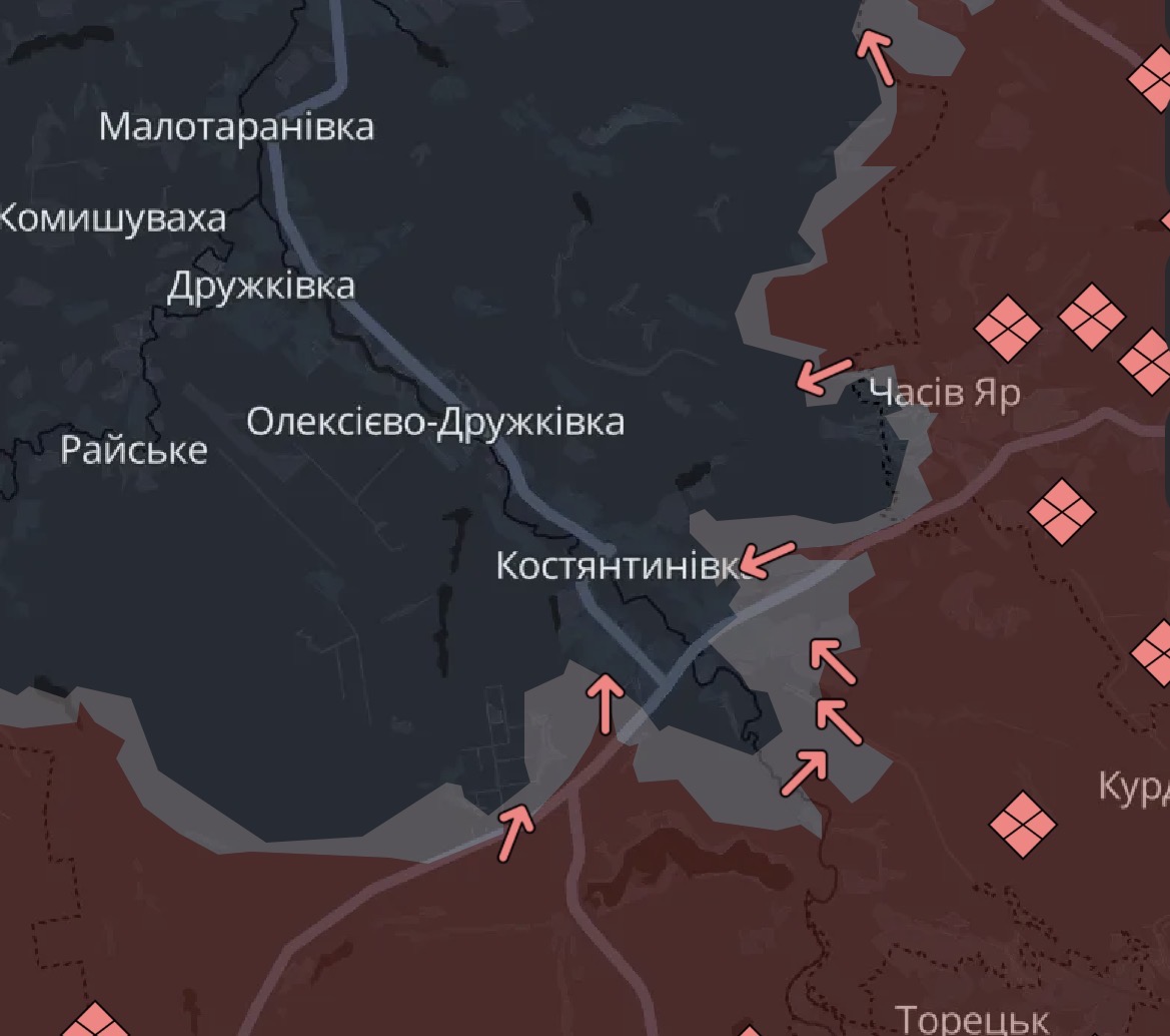 Росія посилила тиск на Костянтинівку: що показує нове оновлення DeepState 0000