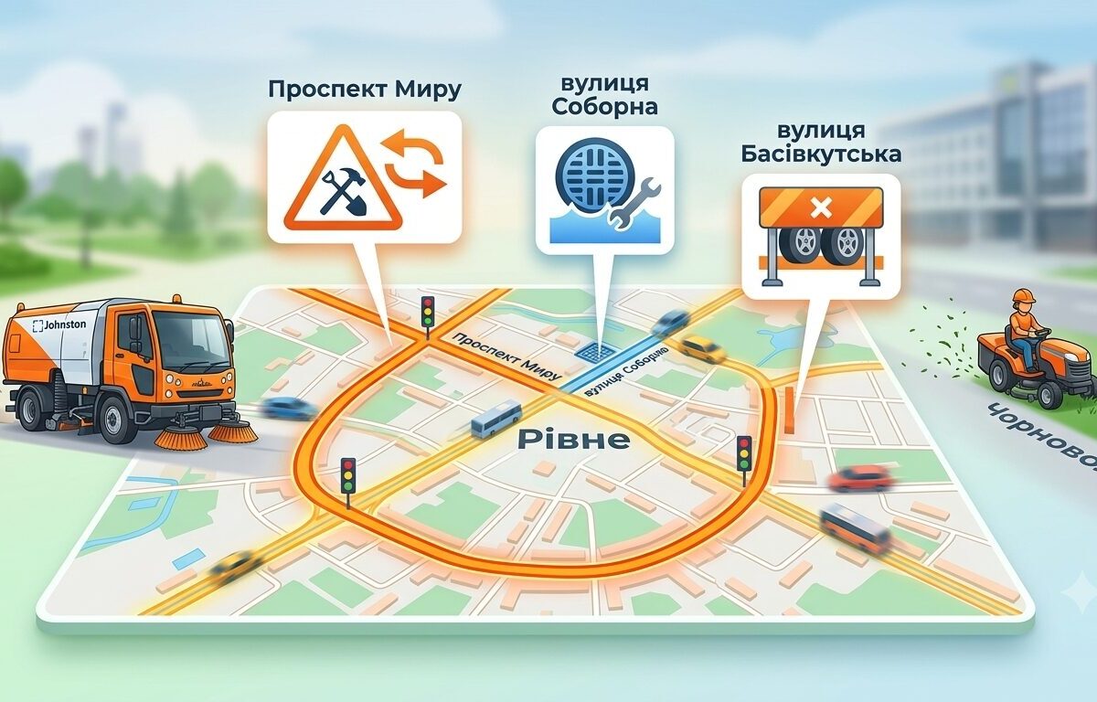Де у Рівному сьогодні утворилися затори через ремонти доріг та роботу спецтехніки(АДРЕСИ)