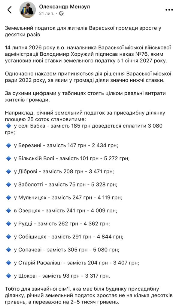 1 Міськрада Вараша виграла у військової адміністрації суд за право встановлювати місцеві податки